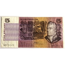 AUSTRALIA 1985 . FIVE 5 DOLLARS BANKNOTE . JOHNSTON/FRASER